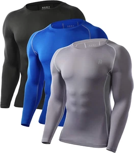 Compression Shirts for Men Long Sleeve Cool Dry Athletic Workout Tee Shirts - Picture 1 of 12