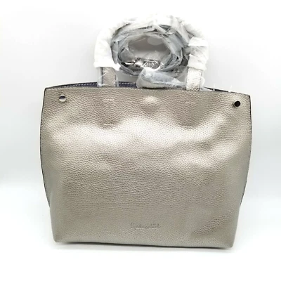 Espléndido bolso de mano con marco de asa superior con bolsillos interiores plateados metálicos para mujer Foto 1 de 4