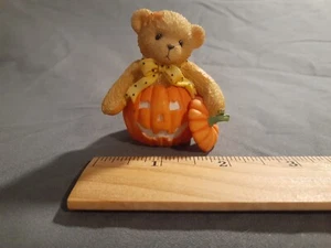 Cherished Teddies Halloween Figurine AVON Exclusive 2001 Bear in JOL Pumpkin - Picture 1 of 12