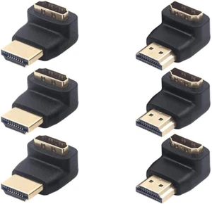 HDMI 90 and 270 Degree Adapter 6-Pack, Right Angle HDMI Adapter Male to Female L - Picture 1 of 12