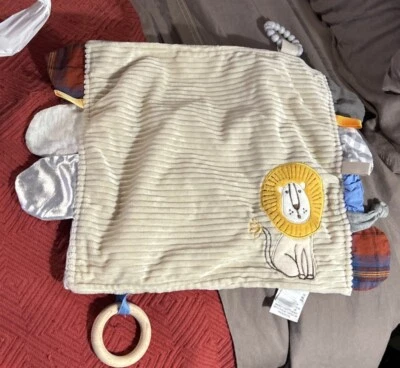 Modern Baby Lion Security Blankie Blanket Lovey Taggie Tags Crinkle Teether  - Image 1 of 4
