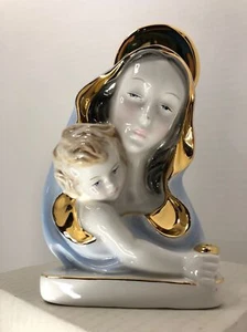 Madonna Mary and Child with Gold Accents Incent Holder Italian Porcelain Vintage - Picture 1 of 10