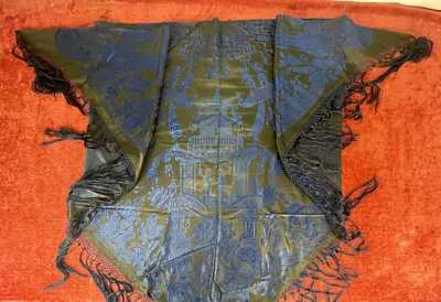 MANTILLE. RICHE COTON DAMAS BICOLORE. ESPAGNE. XIXÈME SIÈCLE - Photo 1/3