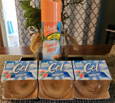 Glade Tropical Mist LOTE 3 velas de gel y 1 ambientador en aerosol NUEVO de colección  Foto 1 de 4