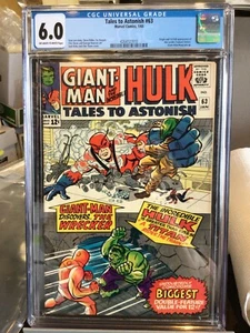 TALES TO ASTONISH #63 GIANT MAN & HULK MARVEL 1965 CGC 6.0 1ST LEADER / PIN-UP - Picture 1 of 3