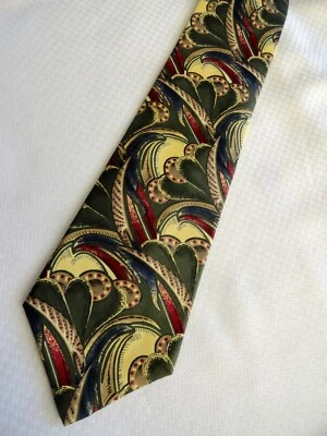 Corbata de Seda IZOD Dramática Floral Verde Amarillo Claro Marfil Rojo Azul Foto 1 de 4