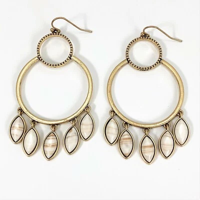 Pendientes de aro Jessica Simpson oro blanco piedras estriadas tono dorado boho Foto 1 de 4