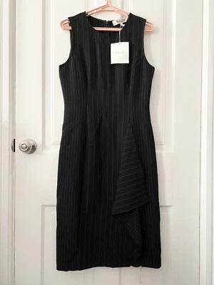 $428 Diane Von Furstenberg DVF Elm Bivoy 细条纹无袖职业连衣裙 6 全新 — 第 1/4 张图片