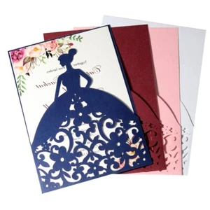 Wedding Birthday Invitations Card Laser Cut Hollow Lace Lady Personalized Card - Picture 1 of 9