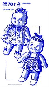 PIXIE Dolls Pattern Brother & Sister 2578-T Mail Order 12" Tall - Picture 1 of 4