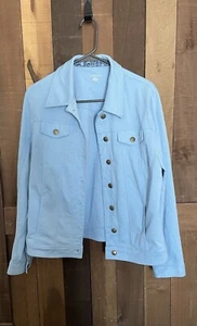 Allison Daley Women’s Size Medium Button Up Jacket Stretch Color Carolina Blue - Picture 1 of 8