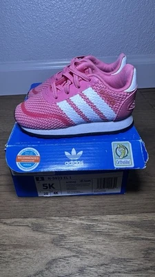 Adidas Sneakers Toddler Size 5K N-5923 EL I Pink And White No Tie Ortholite - Image 1 of 4