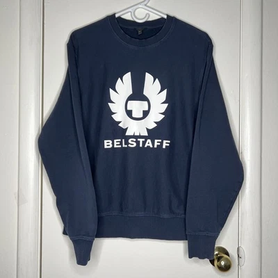 Belstaff Holmeswood Logo Crew Sweat Navy Blue Pullover Sweatshirt Size Medium  - Image 1 of 4