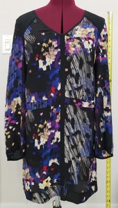 Leifsdottir Anthropologie 100% Silk Dress Black Blue Abstract Print Dress - Picture 1 of 8