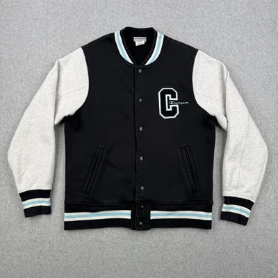 Jaqueta Champion Masculina Média Preta Tecido Reverso Varsity Warm Up Letterman Patch - Imagem 1 de 4