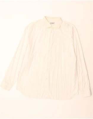 PIERRE CARDIN Mens Shirt Medium Off White Pinstripe Cotton CB03 - Image 1 of 3