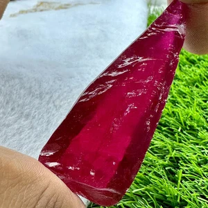 LAB CREATED 46.33 G PIGEON BLOOD RED RUBY #5 ROUGH CORUNDUM Half Boule GEMSTONE - Picture 1 of 3