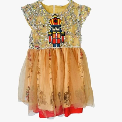 Mini Taylor Christmas Nutcracker Dress Sequin Tulle Girl 8-9Y Holiday Embroidery - Image 1 of 4