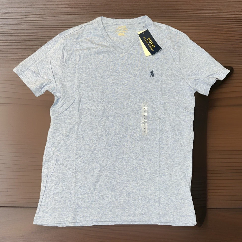 MENS RALPH LAUREN POLO S/S V-NECK T-SHIRT BLUE SMALL