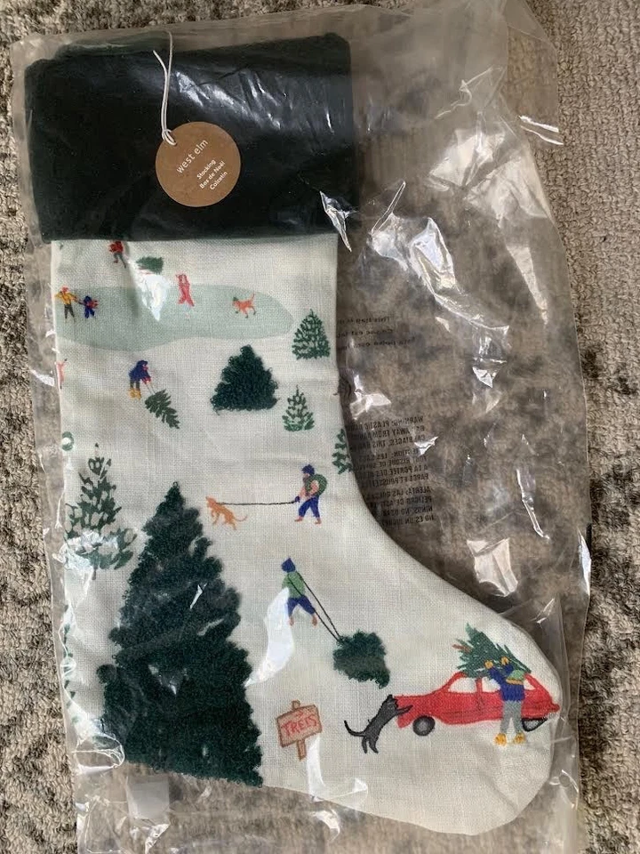 West elm Embroidered Tree Farm Stocking- NO MONO - - Image 1 of 1