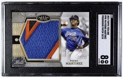 2024 Topps Tier One Pedro Martinez Prodigious Patch Jersey SGC 8 Rare /10 Mets - Image 1 of 2