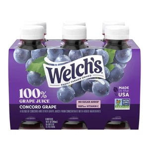 Welch's 100% Grape Juice, Concord Grape, 10 fl oz On-the-Go Bottle (Pack of 6) - Picture 1 of 7