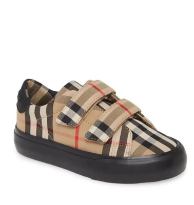 ZAPATILLAS BAJAS BURBERRY UNISEX MARKHAM CHECK, BEIGE, NEGRO - 3 US / 34 EU, NUEVAS EN CAJA Foto 1 de 4