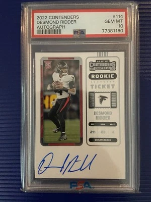 Desmond Ridder 2022 Contenders Rookie Ticket Auto On-Card RC #114 PSA 10 GEM MT! - Image 1 of 2
