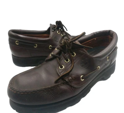 Zapatos de barco Timberland para hombre talla 9 M marrón oscuro 3 ojos cubierta suelas gruesas   Foto 1 de 4