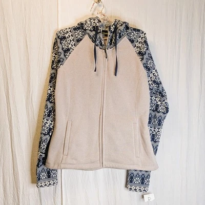 NWT Cabelas Sweater Womens Large Snowflake Hooded Zip Fleece Jacket - Image 1 of 4