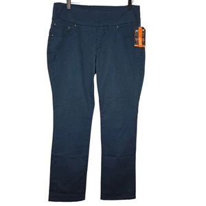 Jag Jeans Peri Pull On High Rise Straight Leg Navy Pants Size 12 Petite - Picture 1 of 13