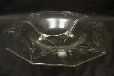 Frutero de vidrio grabado 12" patrón cereza cuenco con patas borde multifacético Foto 1 de 4