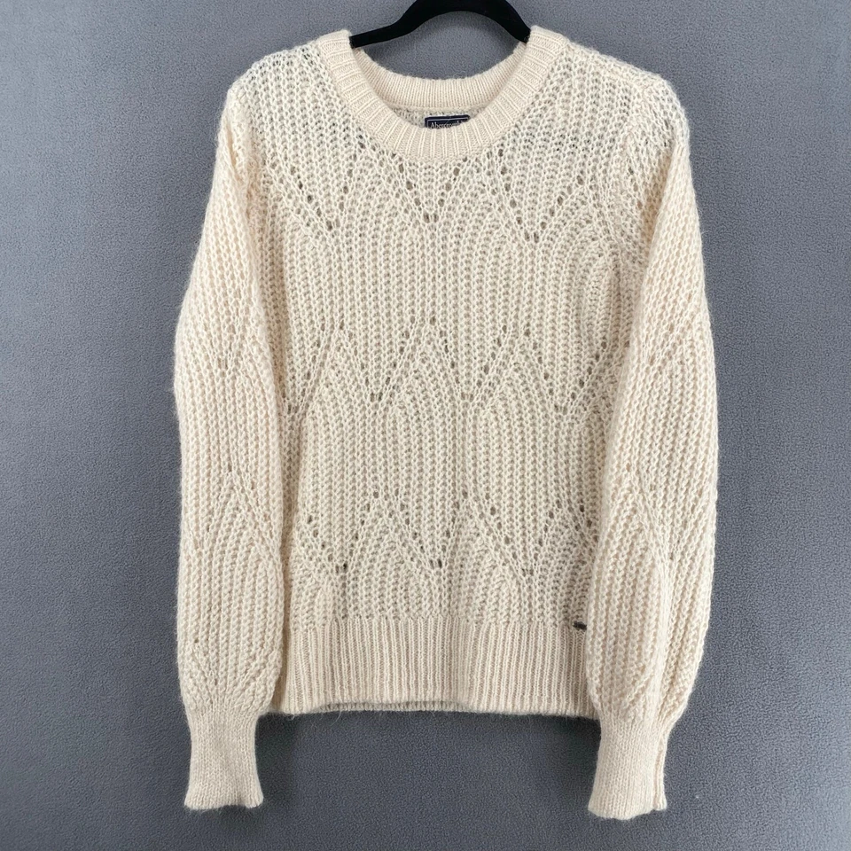 Suéter Pescador Cuello Redondo Abercrombie Fitch Zig Zag Mujer M Lana Crema Alpaca Foto 1 de 4