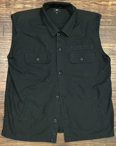 Obey Vest Patch Jacket Men’s Size XL Black Biker Skater Pockets - Picture 1 of 6