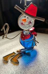 Vintage Schmelzglas Bleiglas mundgeblasenes Glas Urlaub Schneemann - Bild 1 von 14