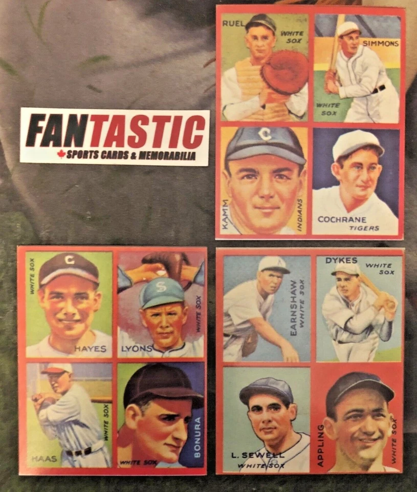 1935 Goudey 4-in-1 1985 Reprint Baseball Card YOU PICK Chicago White Sox - Image 1 of 2