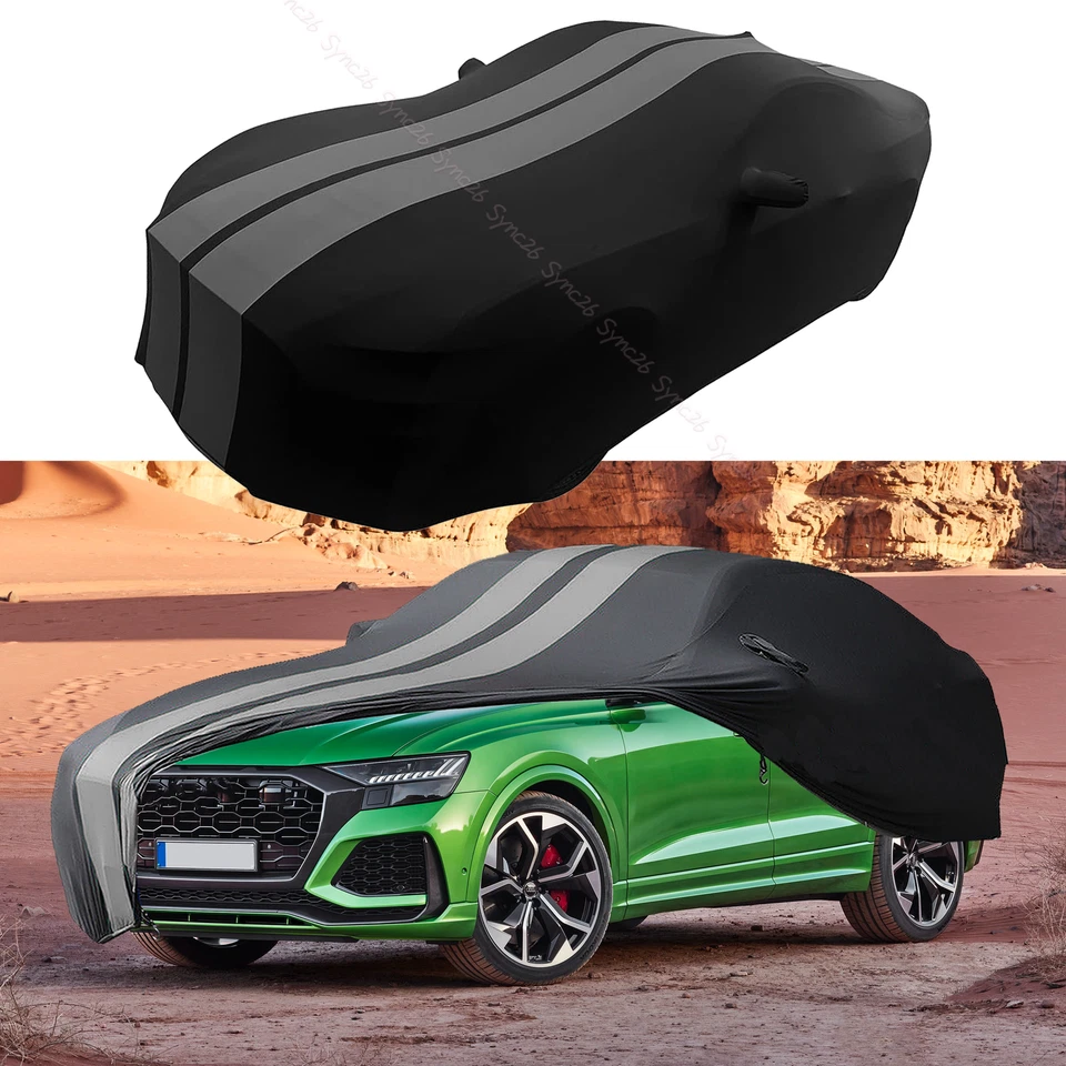 NEW Stain Stretch Indoor Car Cover Stretch Black/Grey For Audi Q7 Q8 e-tron Foto 1 de 4