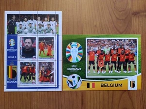 Bloque de fútbol belga UEFA EURO 2024 + postal - Imagen 1 de 1
