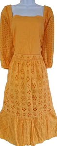 Womens Joe Browns Plus Size Orange Broderie Anglaise Stretch Waist Dress 24 New. - Picture 1 of 12