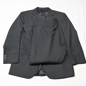 Jos A Bank 44R 40x30 Gray Stripe 100% Wool Mens Coat Jacket Pants Suit - Picture 1 of 12