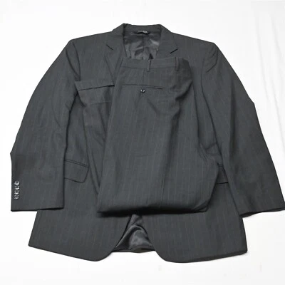 Jos A Bank 44R 40x30 Gray Stripe 100% Wool Mens Coat Jacket Pants Suit - Image 1 of 4