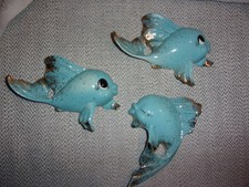 3 Vintage Freeman McFarlin Blue Fish Wall Plaques ~ Gr8 w/ Mermaid Decor