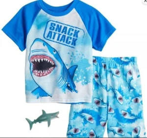New in Plastic! Up Late 2 Piece Pajama Set & Free Gift- Shark- Boy's Size 4 - Picture 1 of 1