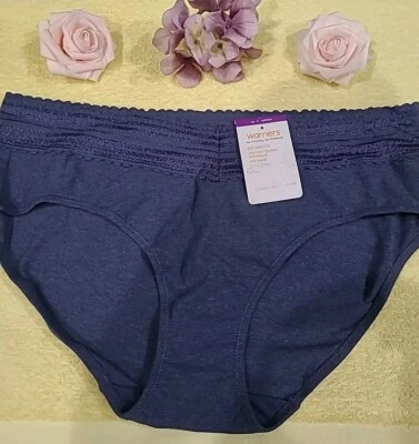 9/2 X WARNERS хлопок комфорта блестящие кружева хипстер трусики #RU1091P ~ новый с этикетками - Изображение 1 из 4