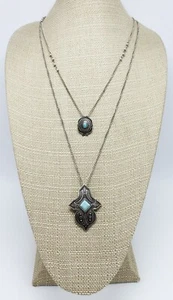 New Ornate Silver Tone Turquoise Stone Necklace by Urban Outfitters UK #N2727 - Picture 1 of 2