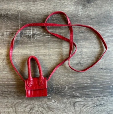 Red Crocodile Pattern Faux Leather Crossbody Mini Bag - Image 1 of 4