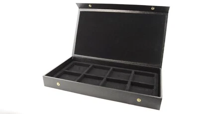 Pocket Watch Display Case Storage Box For 8 Watches Black Liner Snap Buttons - Image 1 of 3