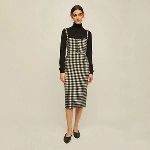 Rita Row Emma Fitted Gingham Dress in Black White Size Medium - Bild 1 von 10