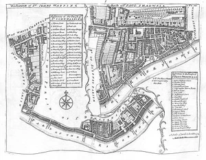 Antique maps, Blome, Parishes of St Johns Wapping / St Paul Shadwell - Picture 1 of 1
