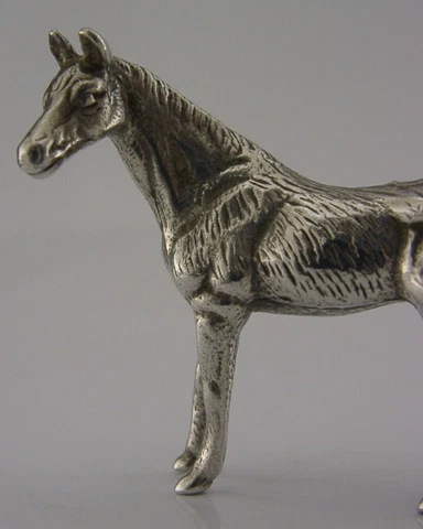 HEAVY 60g SOLID STERLING SILVER HORSE ANIMAL FIGURE RIDING HUNTING c1980 Cover